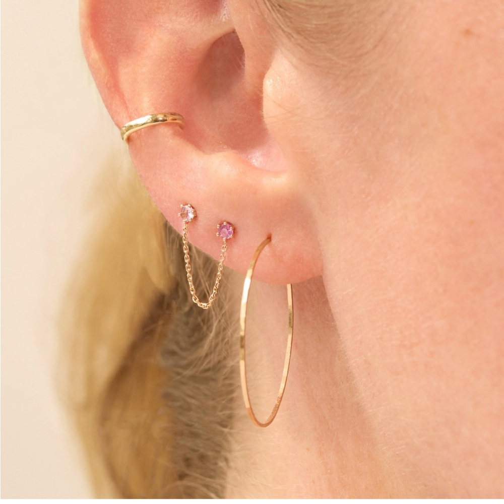 Double Pink Sapphire Draped Earring - Picture 3 of 6